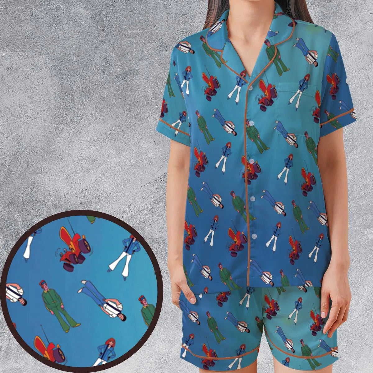 Satin Short-Sleeve Pajamas Set - UDZ6LKRR