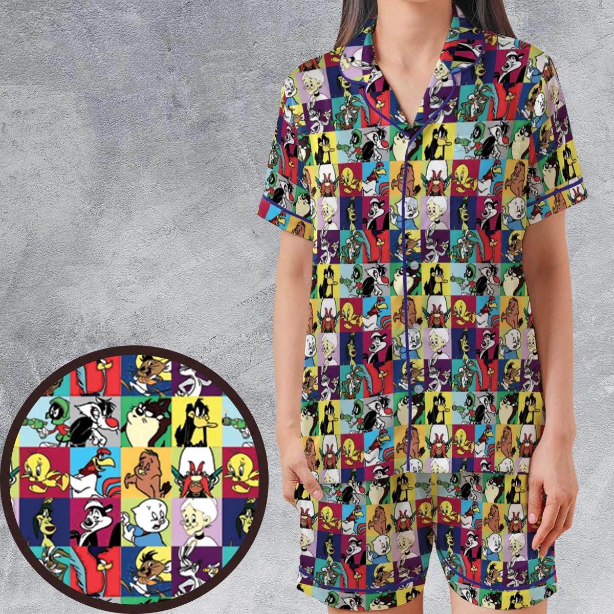 Satin Short-Sleeve Pajamas Set - XYMXN7PN