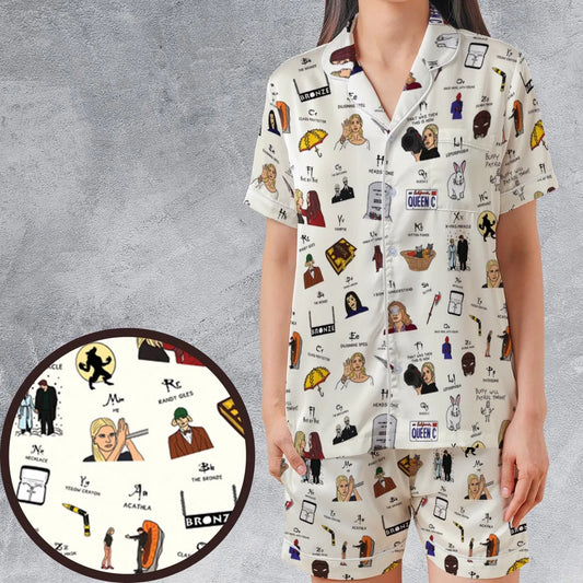Satin Short-Sleeve Pajamas Set - 7B4PCZZZ