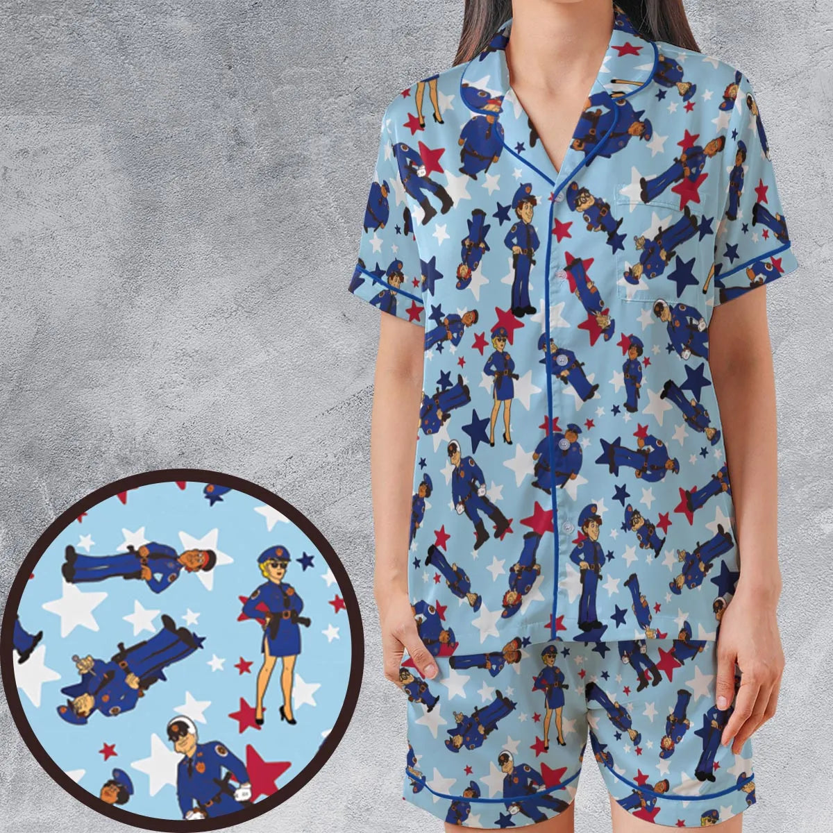 Satin Short-Sleeve Pajamas Set - Q8624212