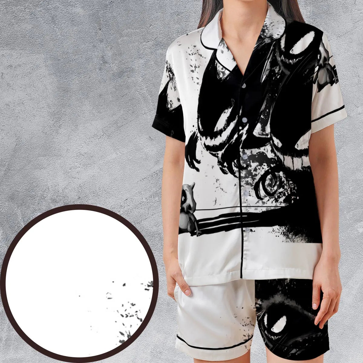 Satin Short-Sleeve Pajamas Set - HE35ZQQJ