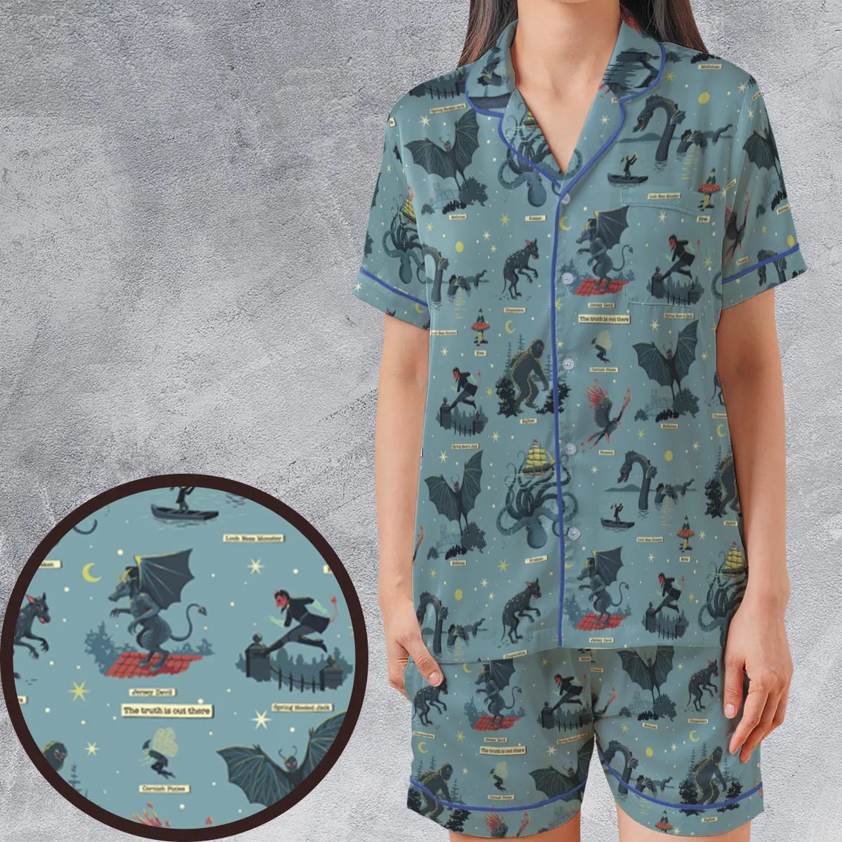 Satin Short-Sleeve Pajamas Set - DHCEKQ35