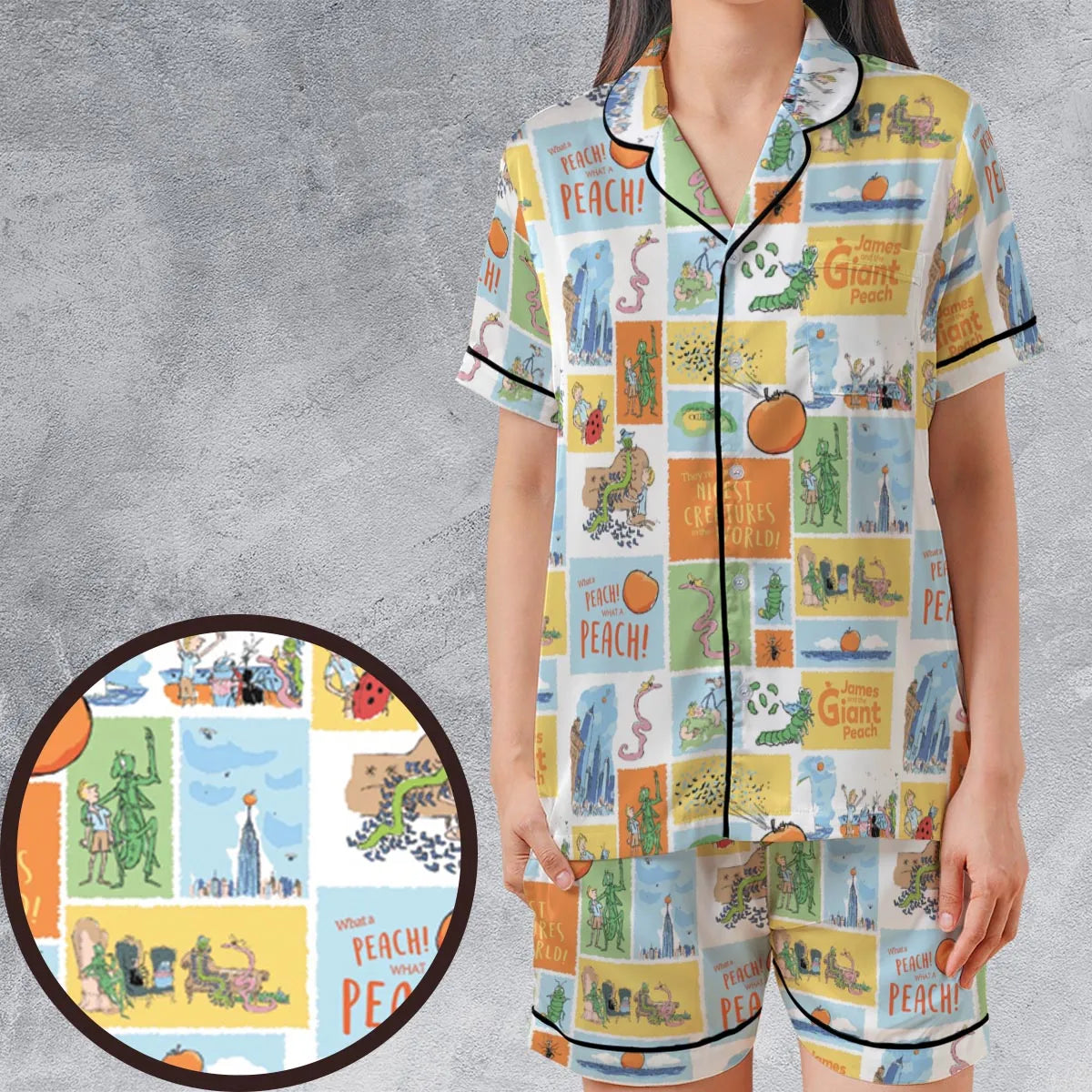 Satin Short-Sleeve Pajamas Set - J1DRWTFV