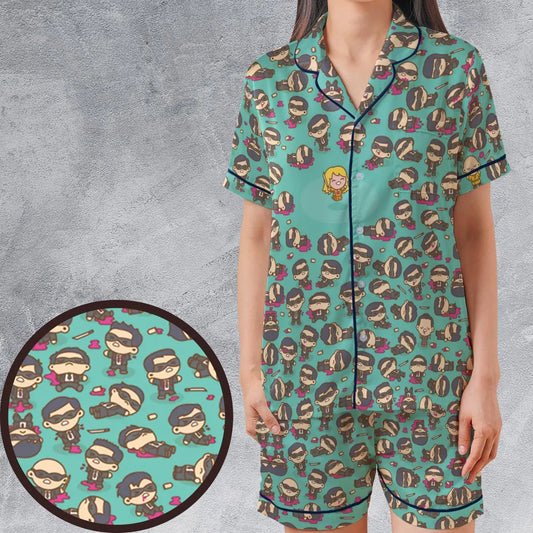 Satin Short-Sleeve Pajamas Set - QCSS4WJW