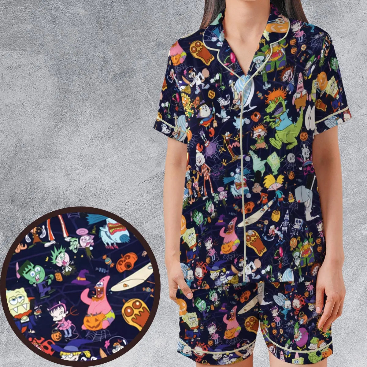 Satin Short-Sleeve Pajamas Set - WAK3MCPL