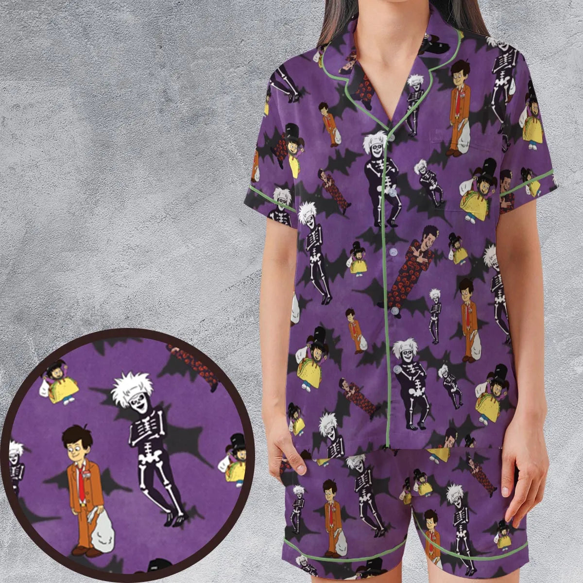 Satin Short-Sleeve Pajamas Set - 585VUPBM