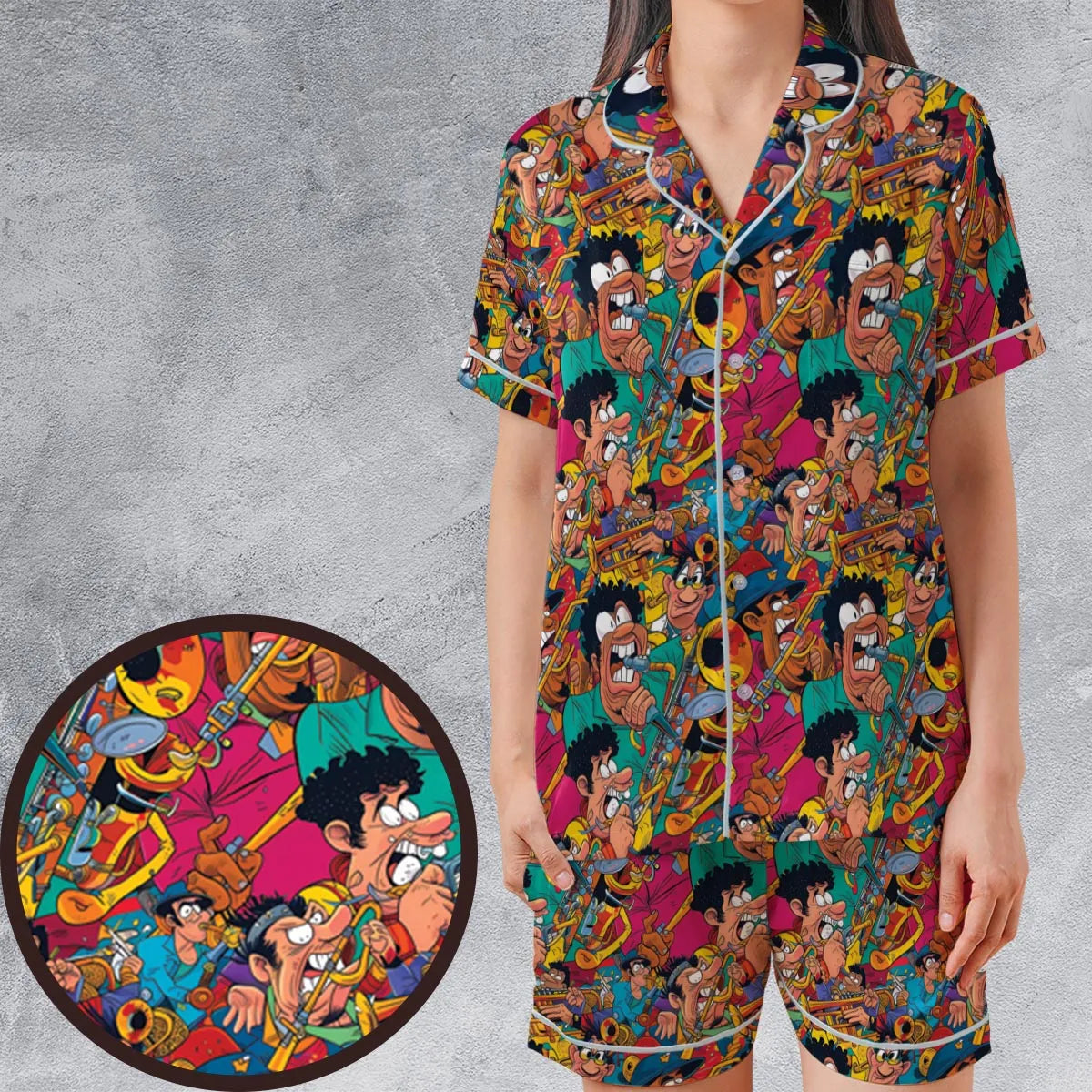 Satin Short-Sleeve Pajamas Set - WYWET4VR