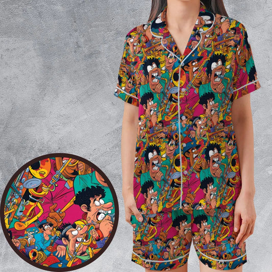 Satin Short-Sleeve Pajamas Set - WYWET4VR