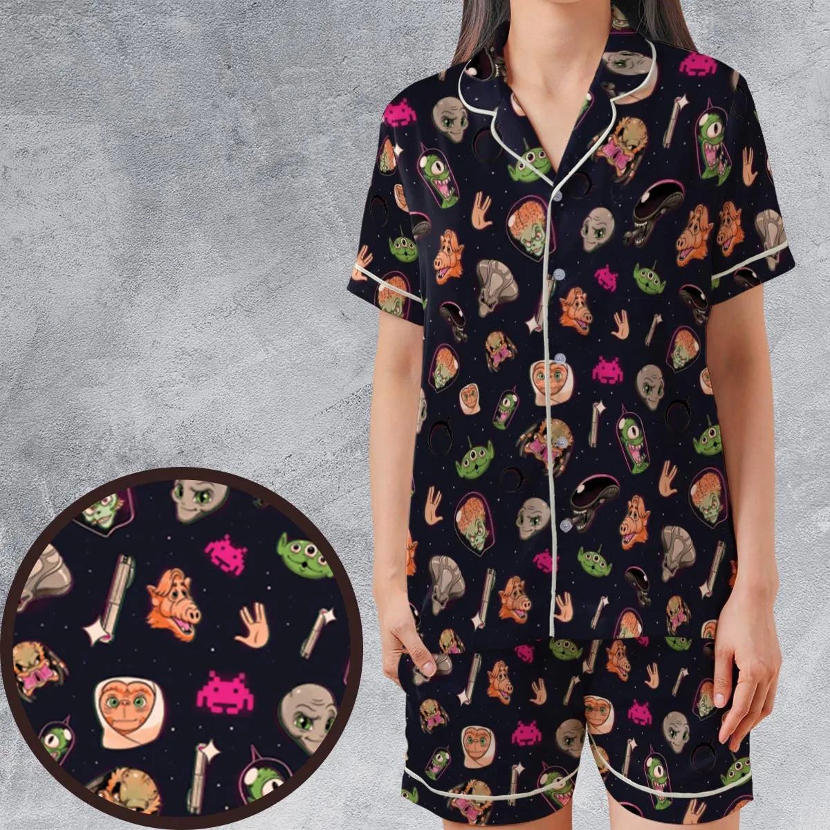 Satin Short-Sleeve Pajamas Set - ATXSE2NS