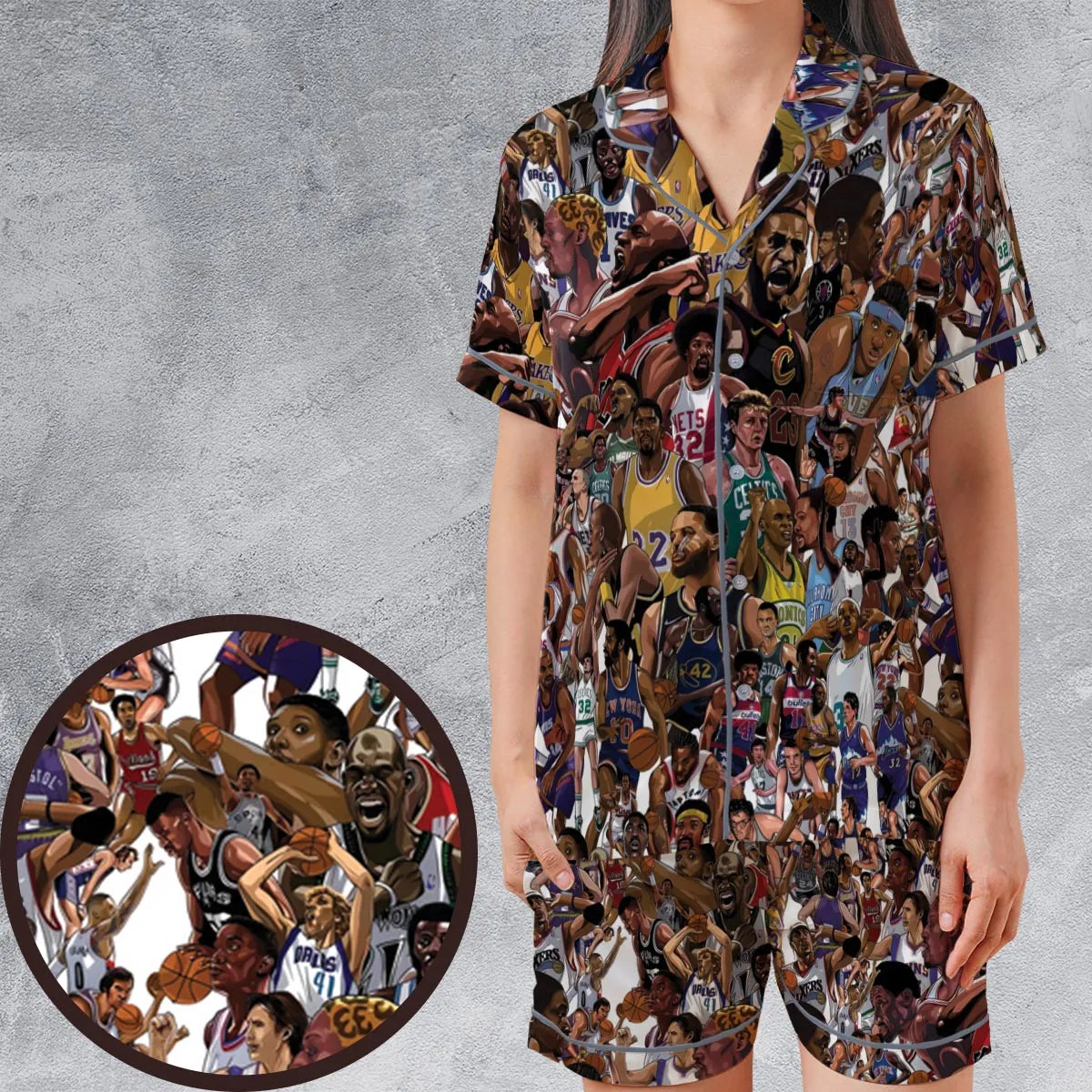 Satin Short-Sleeve Pajamas Set - WVJBD59A