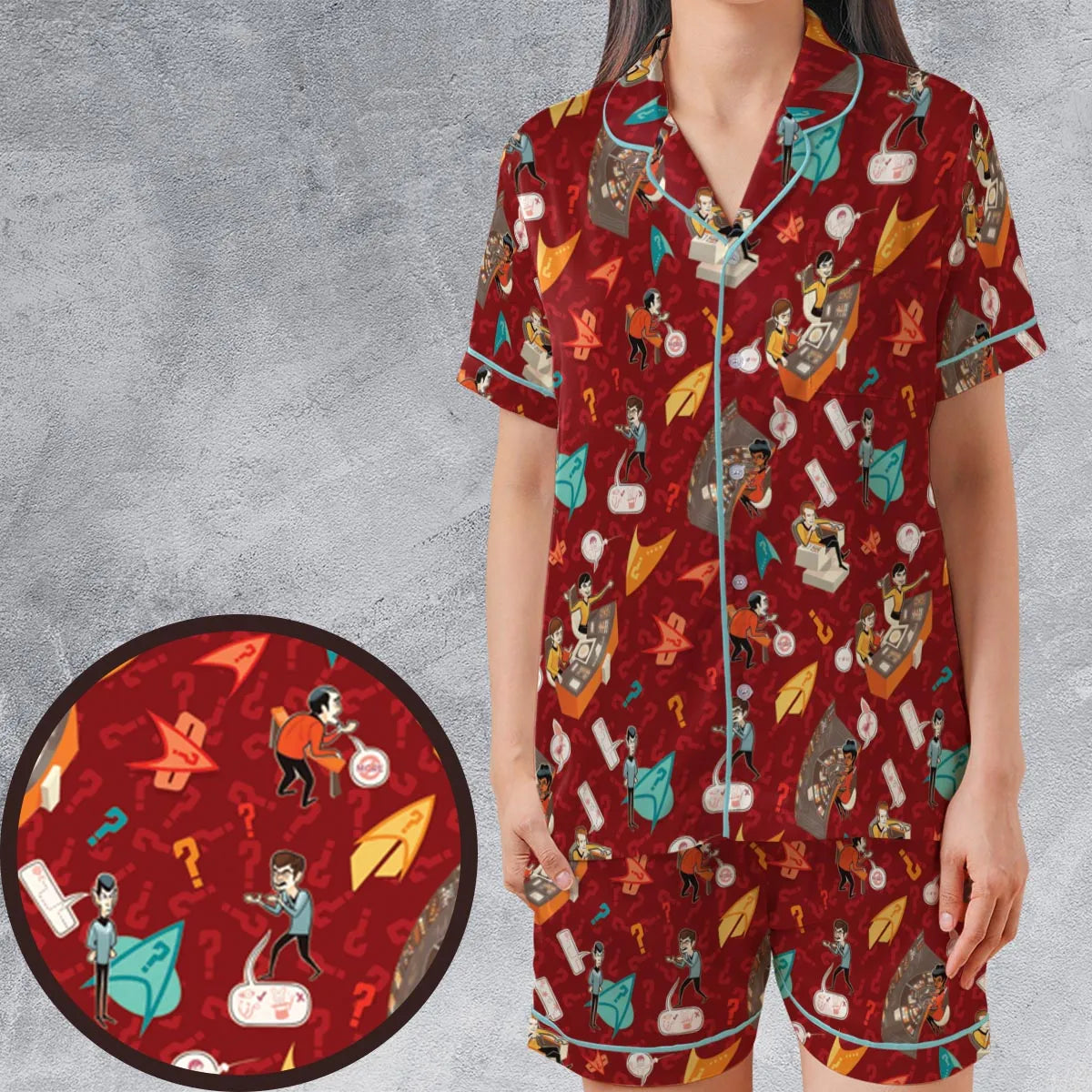 Satin Short-Sleeve Pajamas Set - PUQXT6YS