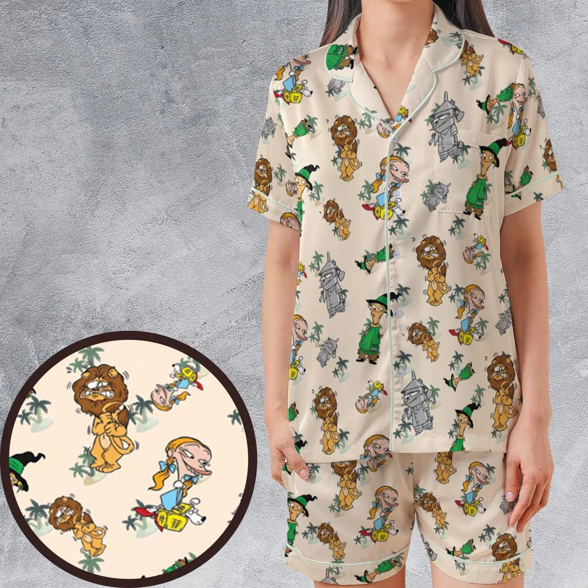 Satin Short-Sleeve Pajamas Set - 863ZX5KB