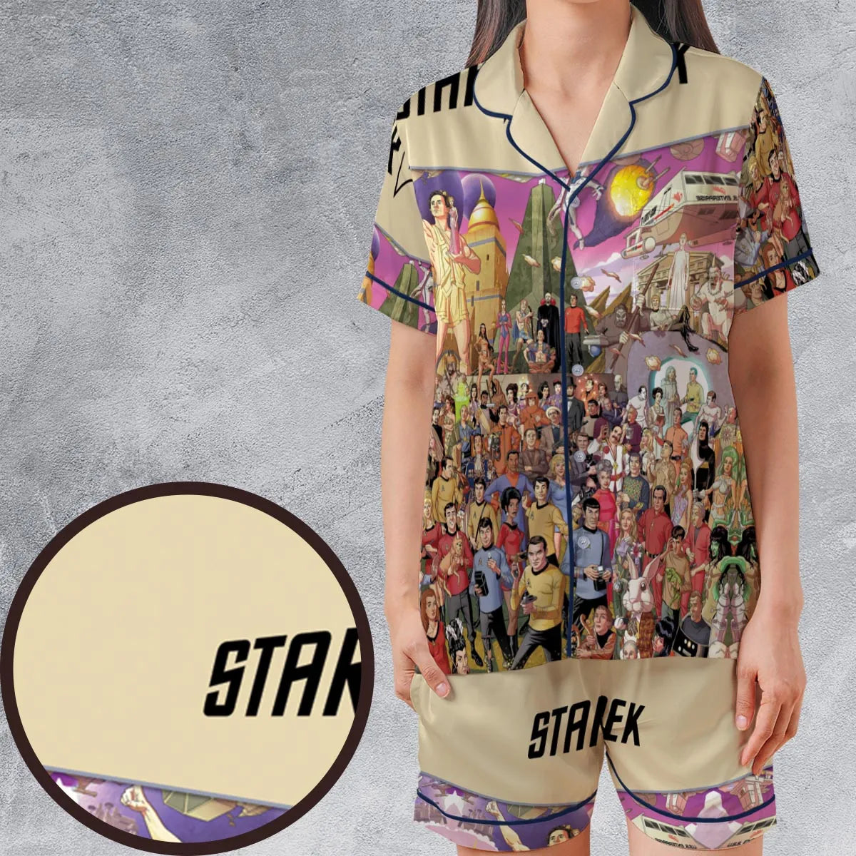 Satin Short-Sleeve Pajamas Set - F5ZTPMPP