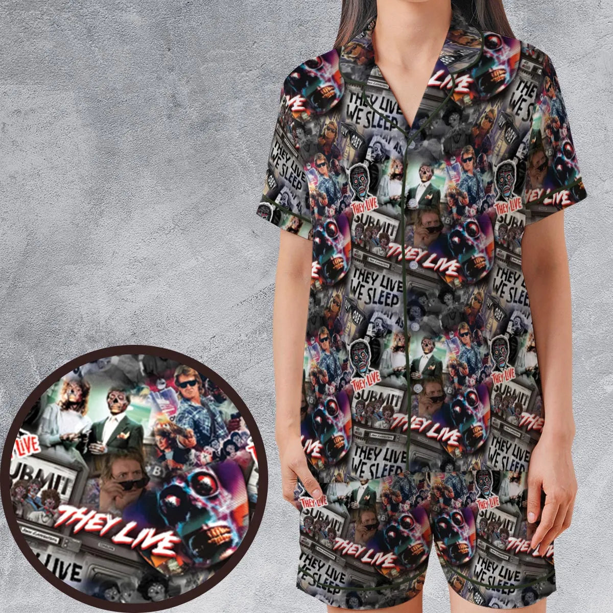 Satin Short-Sleeve Pajamas Set - NX98EXJ2