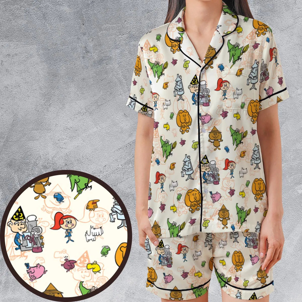 Satin Short-Sleeve Pajamas Set - XPVF97YA