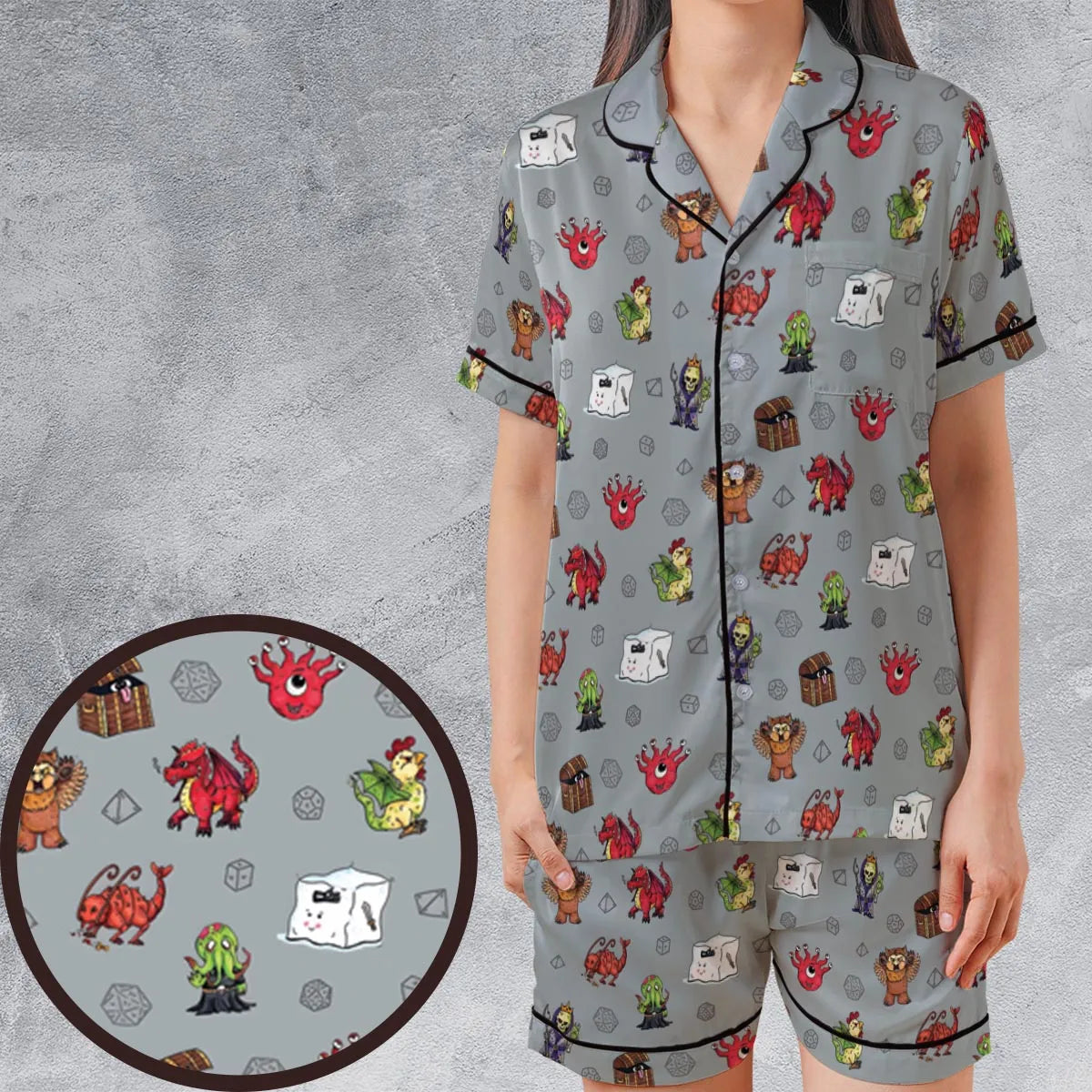 Satin Short-Sleeve Pajamas Set - NJZLLXPG