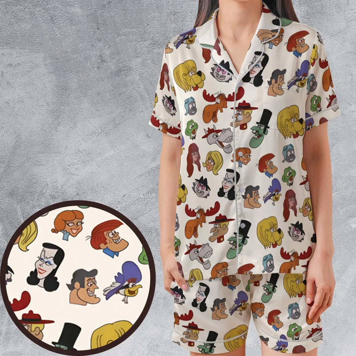 Satin Short-Sleeve Pajamas Set - LSYFLVX2