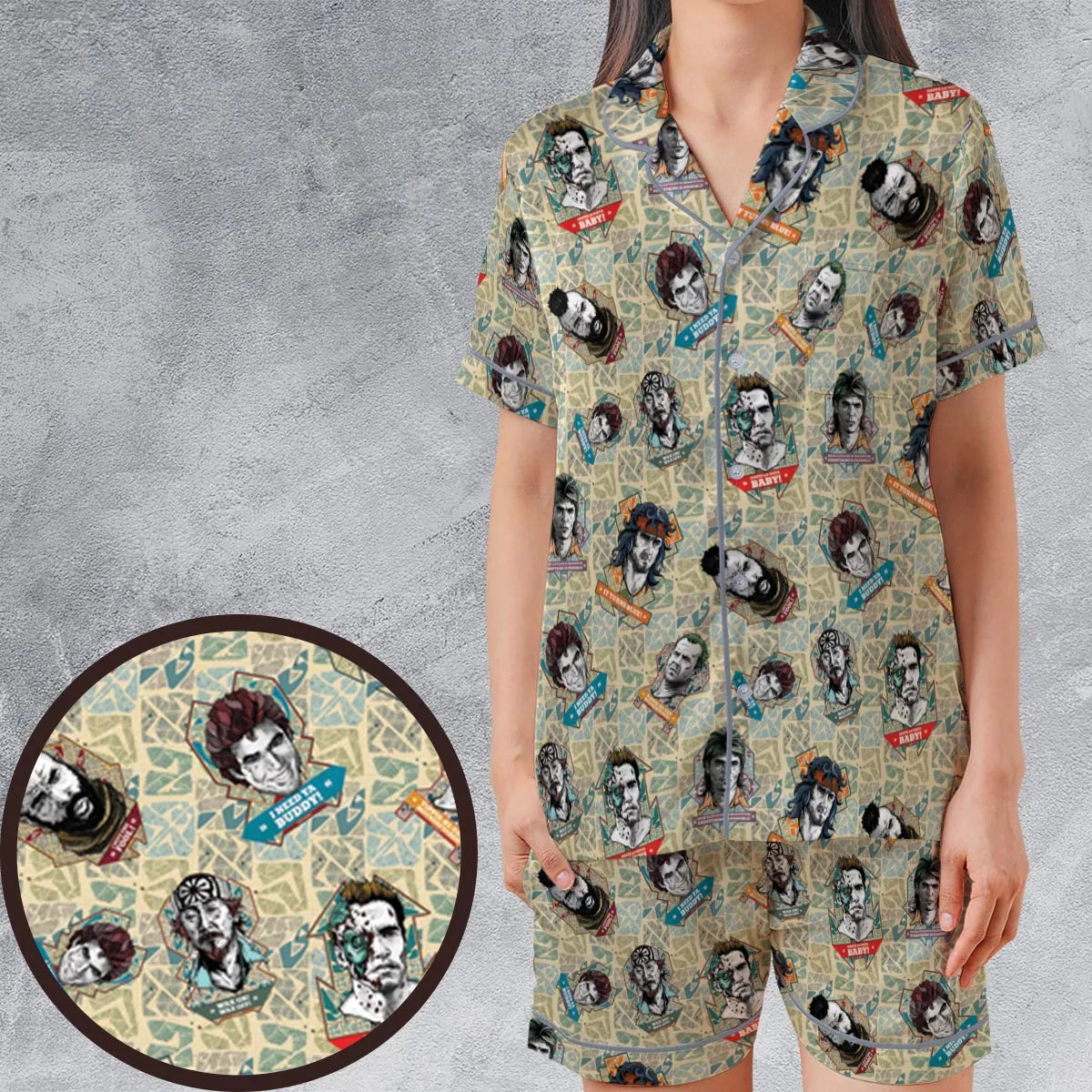 Satin Short-Sleeve Pajamas Set - GQANJQC8