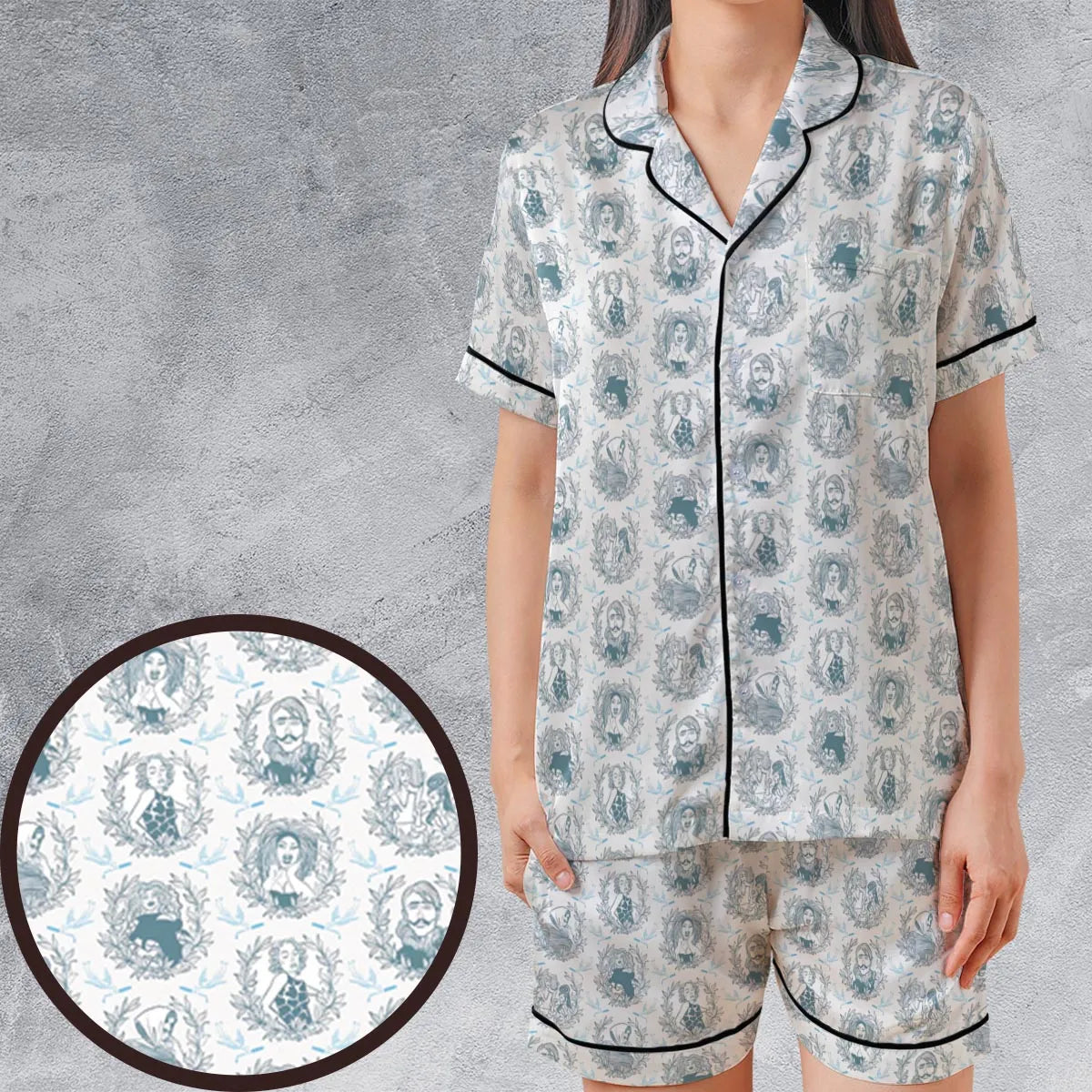 Satin Short-Sleeve Pajamas Set - DQZSG52F