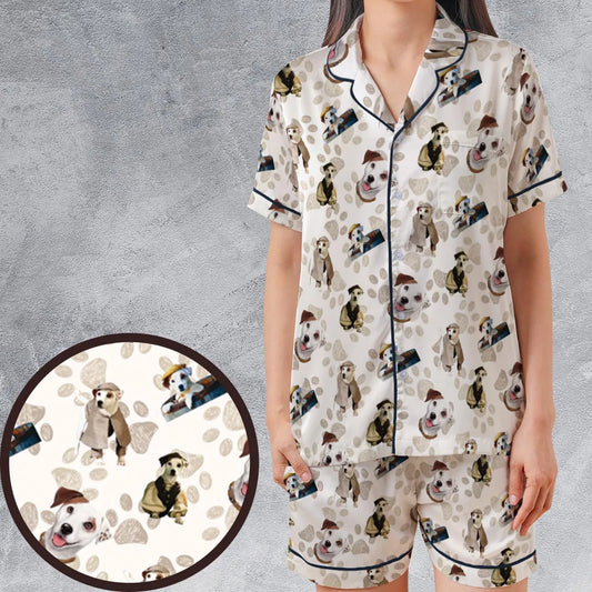 Satin Short-Sleeve Pajamas Set - PF8ZF415