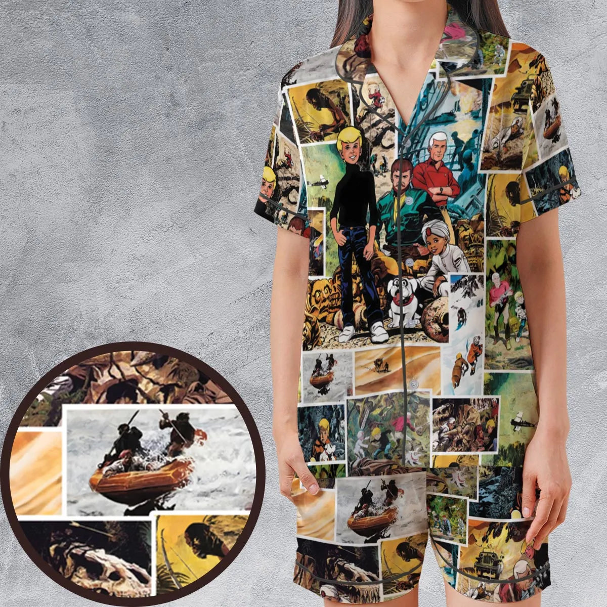 Satin Short-Sleeve Pajamas Set - AE78WC1V