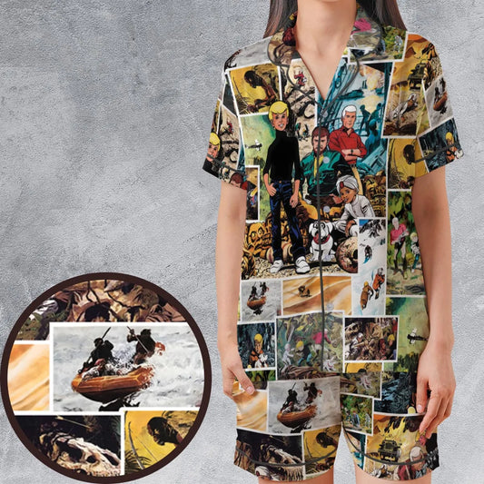Satin Short-Sleeve Pajamas Set - AE78WC1V
