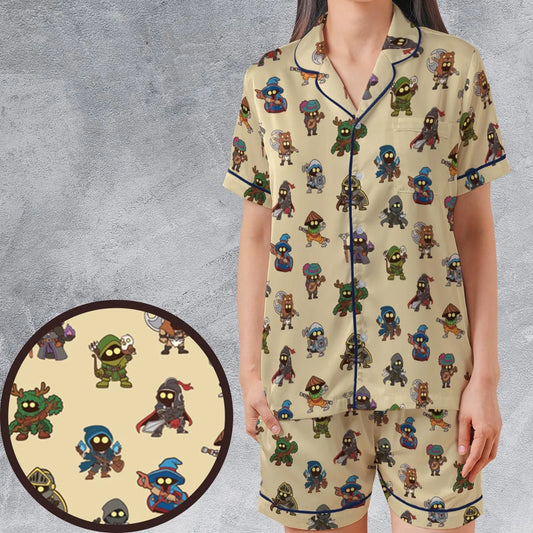 Satin Short-Sleeve Pajamas Set - 14KWHYMX