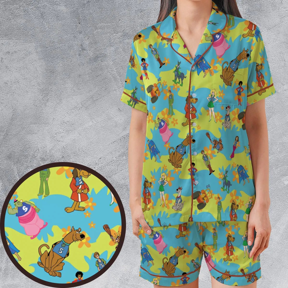 Satin Short-Sleeve Pajamas Set - 92G2D9FZ