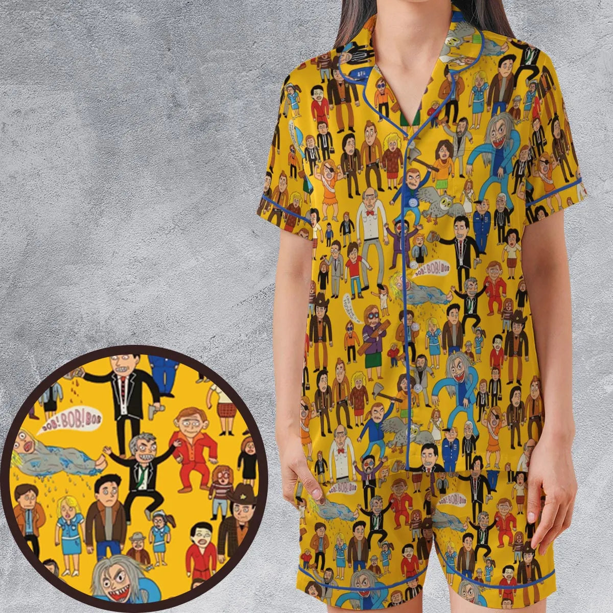 Satin Short-Sleeve Pajamas Set - MFB1SF55