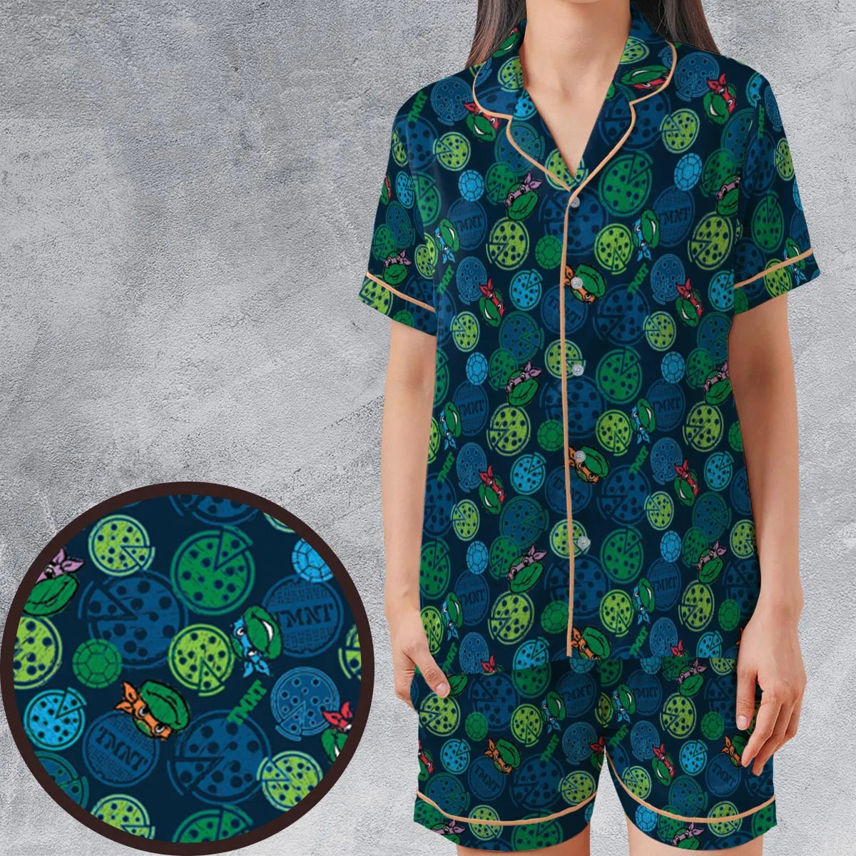 Satin Short-Sleeve Pajamas Set - F2JJX3HR