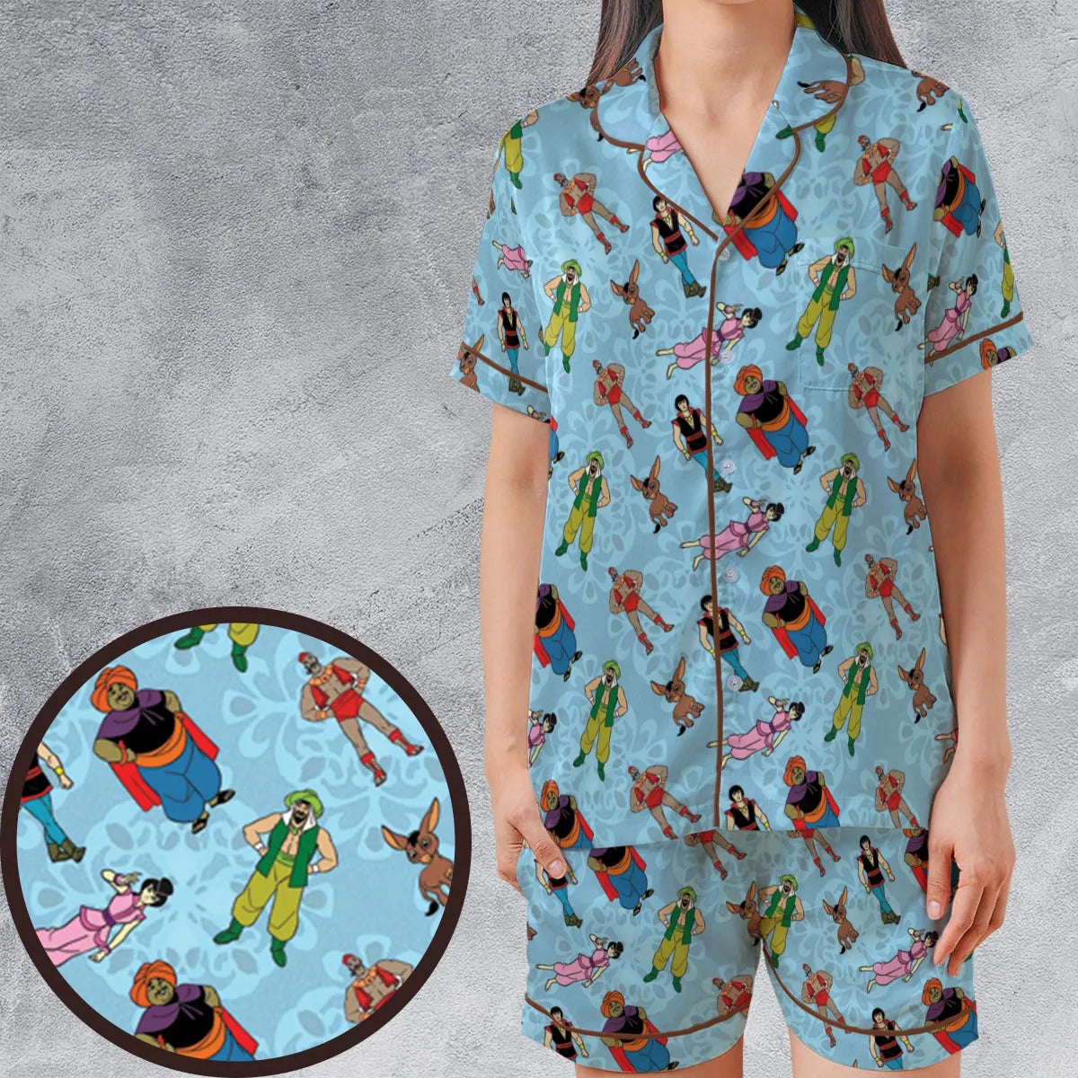 Satin Short-Sleeve Pajamas Set - S7KGW6YW