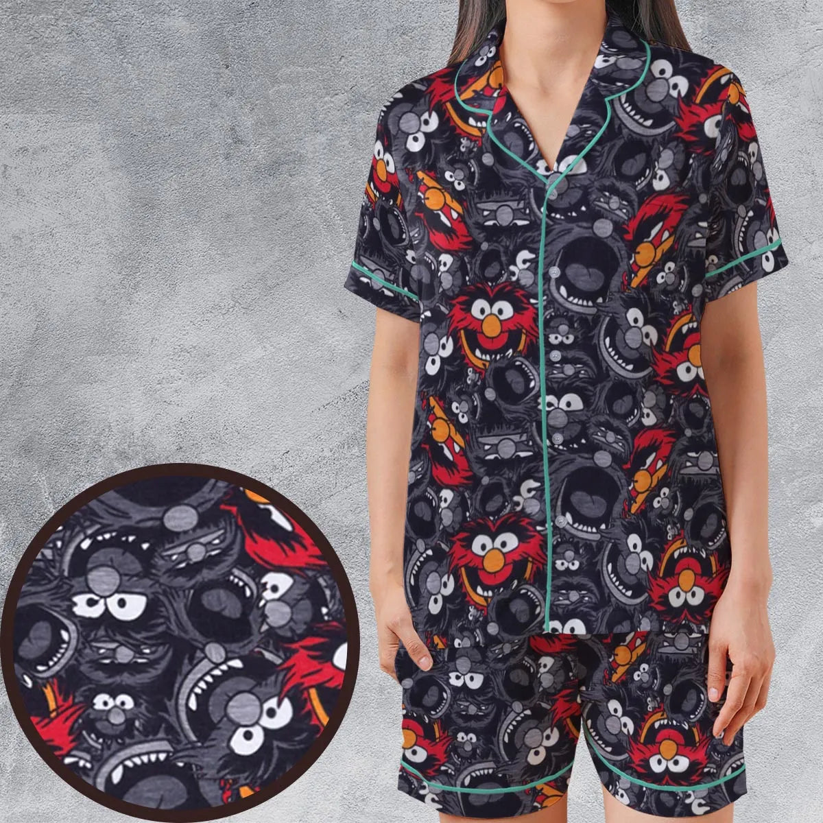 Satin Short-Sleeve Pajamas Set - YQRTGAZ8