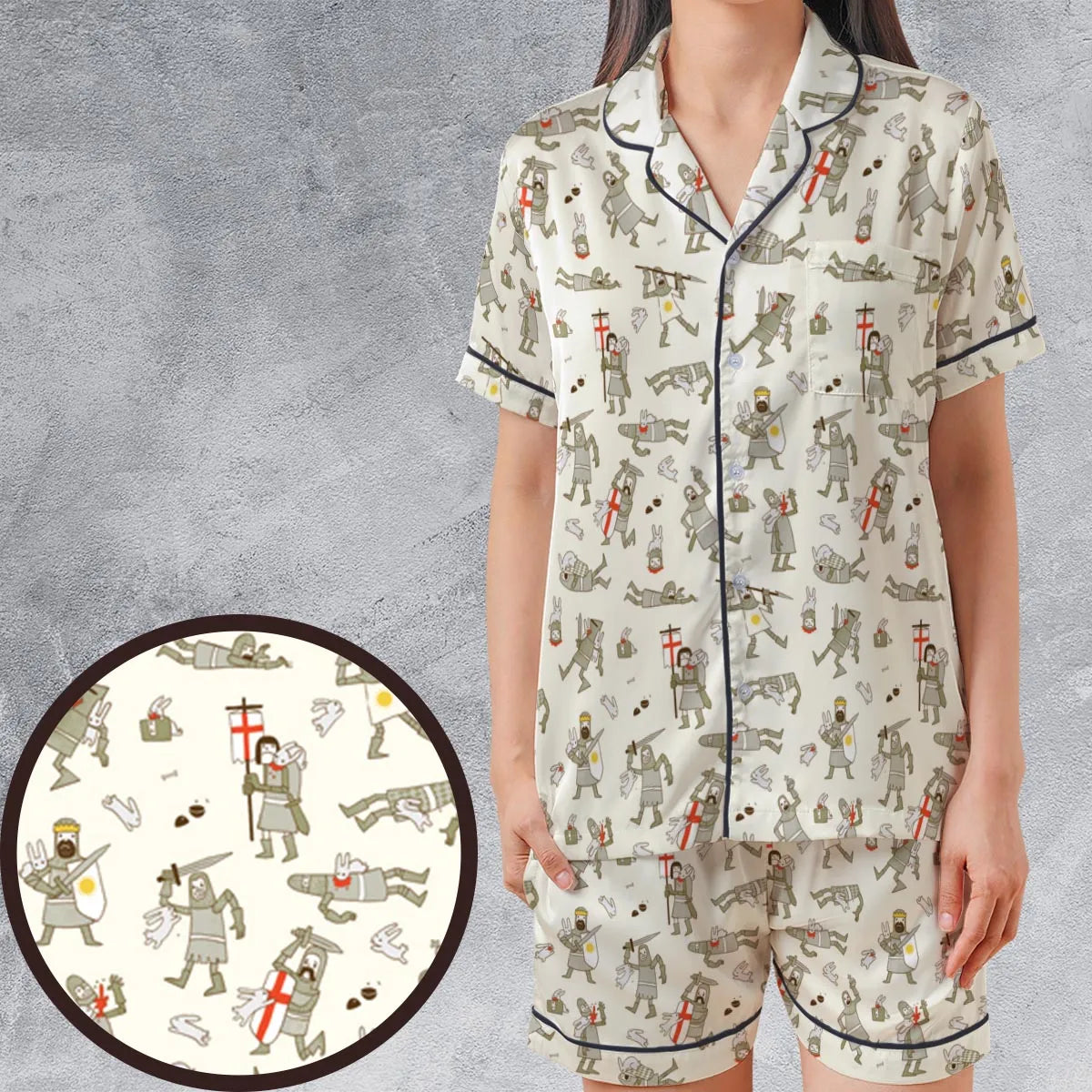 Satin Short-Sleeve Pajamas Set - GCSVU5KW