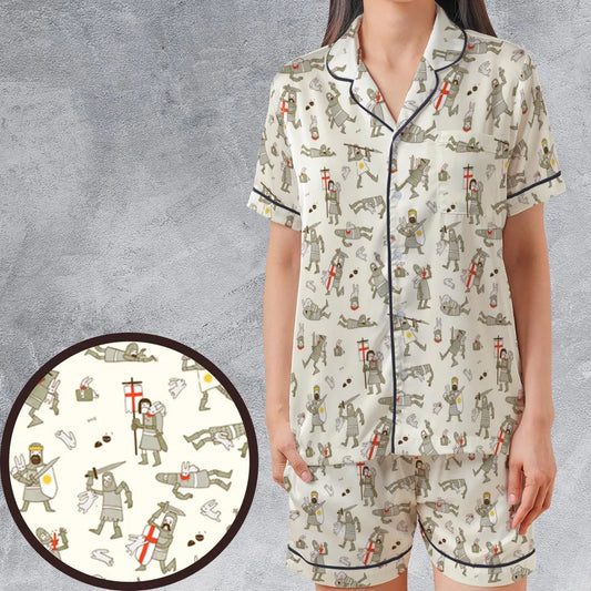 Satin Short-Sleeve Pajamas Set - GCSVU5KW