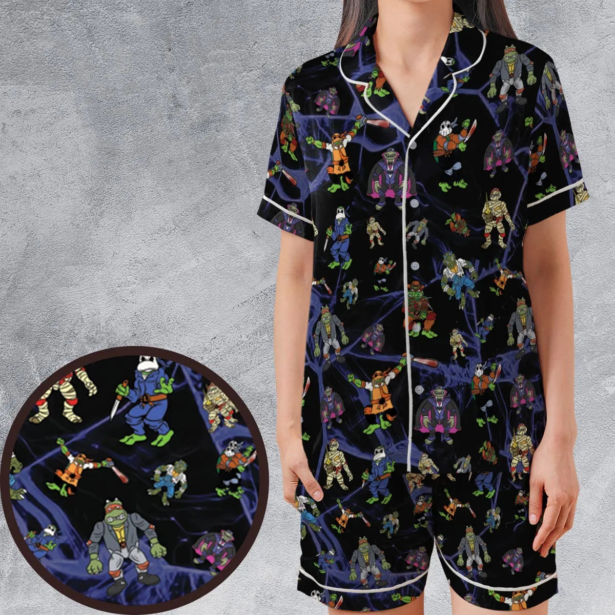 Satin Short-Sleeve Pajamas Set - ZTS95UZW