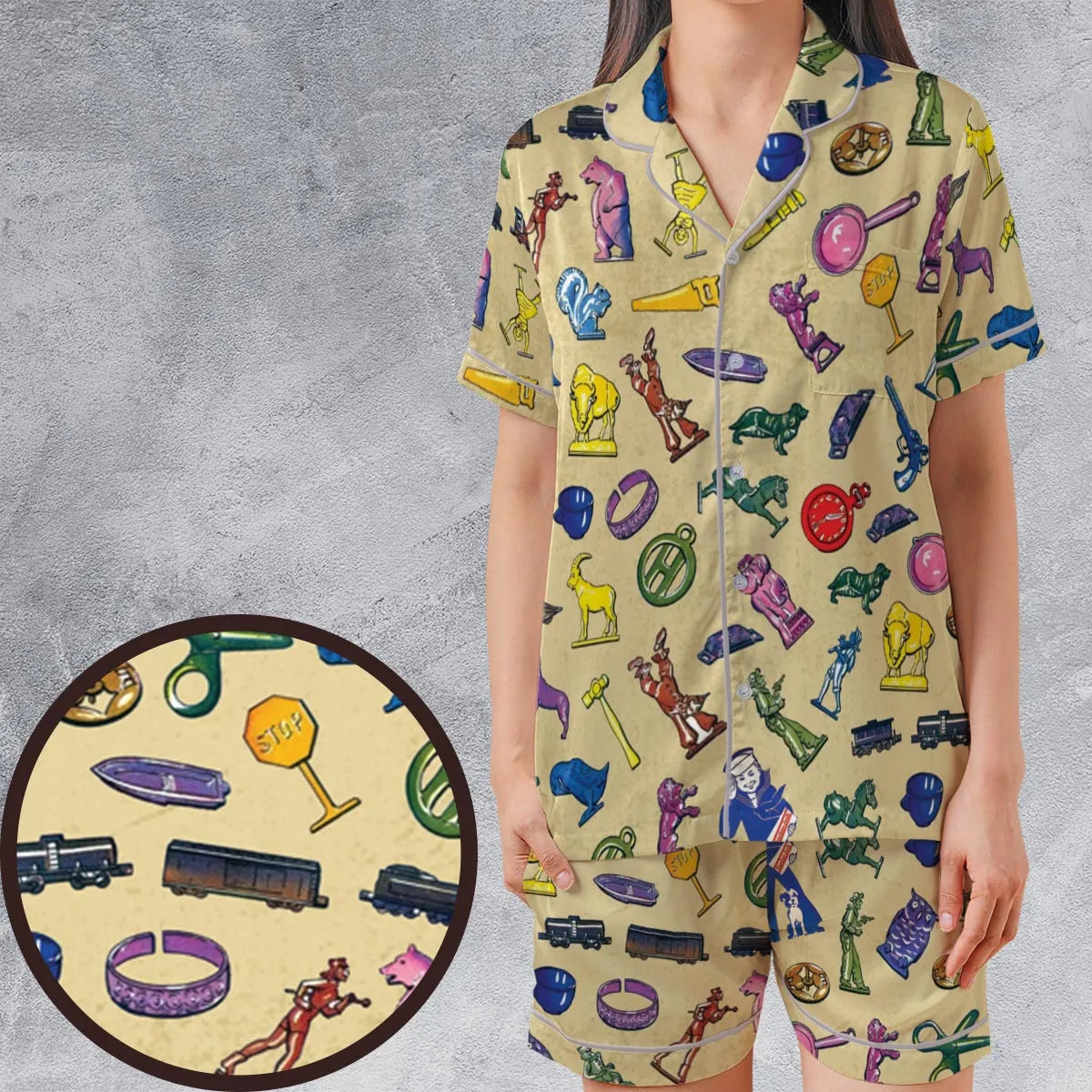 Satin Short-Sleeve Pajamas Set - 26WD4881