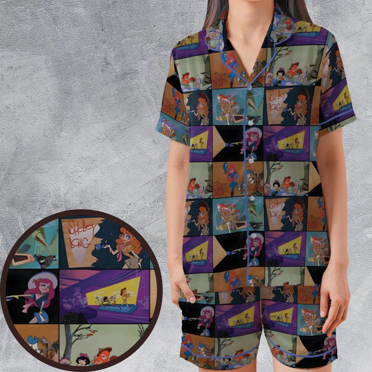 Satin Short-Sleeve Pajamas Set - EPTMTJQX