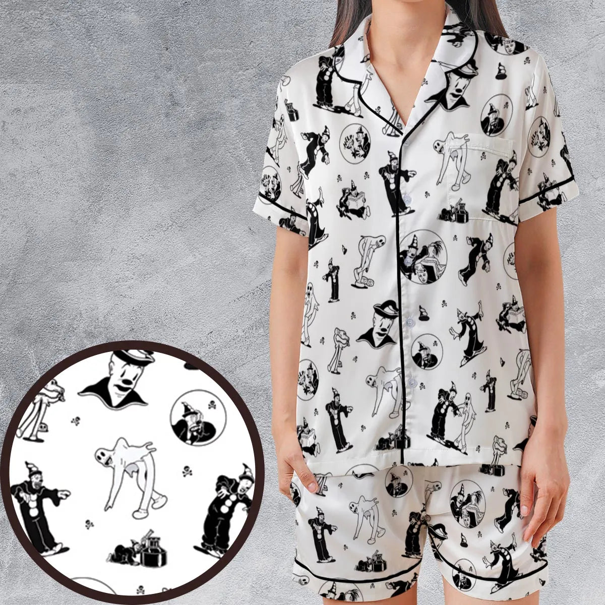 Satin Short-Sleeve Pajamas Set - N4C4E96H