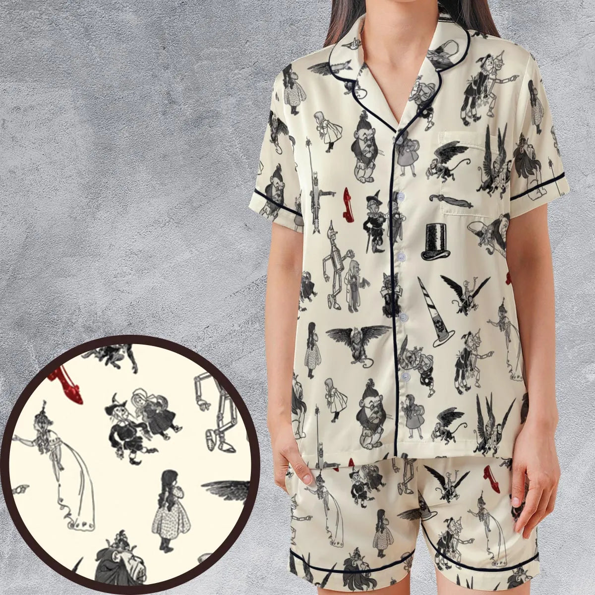 Satin Short-Sleeve Pajamas Set - ATYE813M