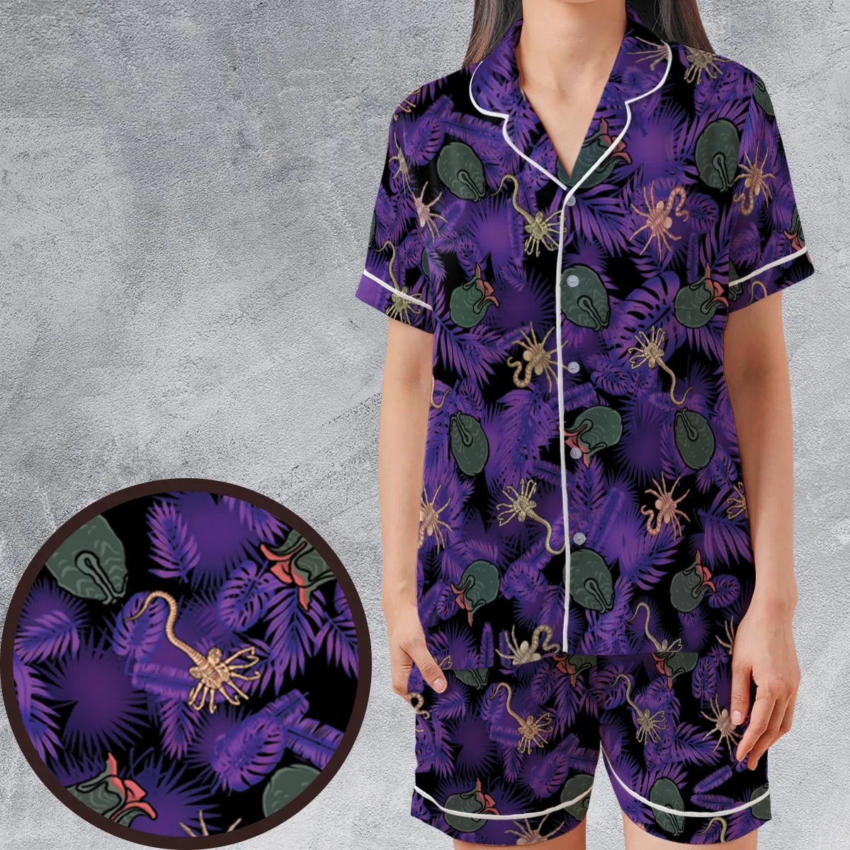 Satin Short-Sleeve Pajamas Set - KWG3MCBT