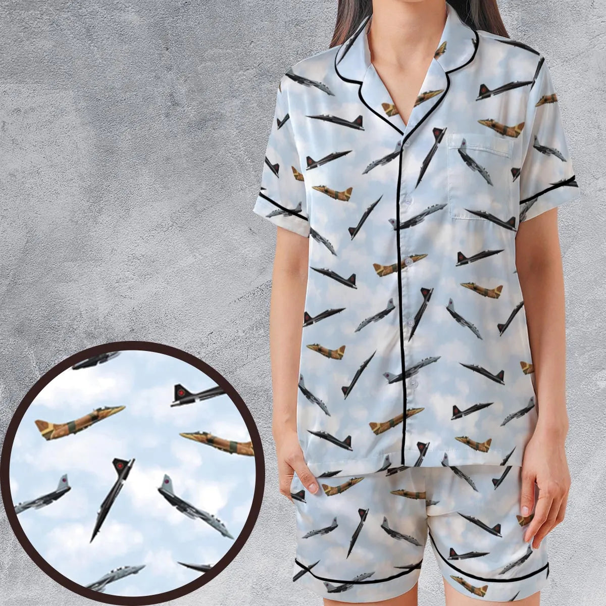 Satin Short-Sleeve Pajamas Set - A6R8ZFJH
