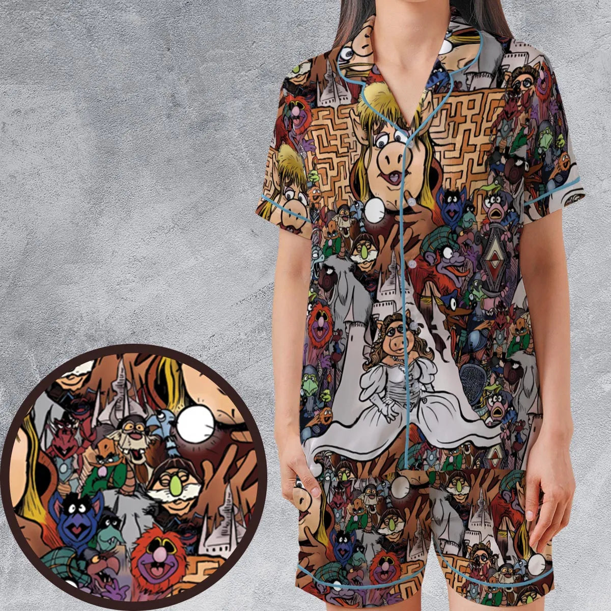 Satin Short-Sleeve Pajamas Set - LVA7XNEM