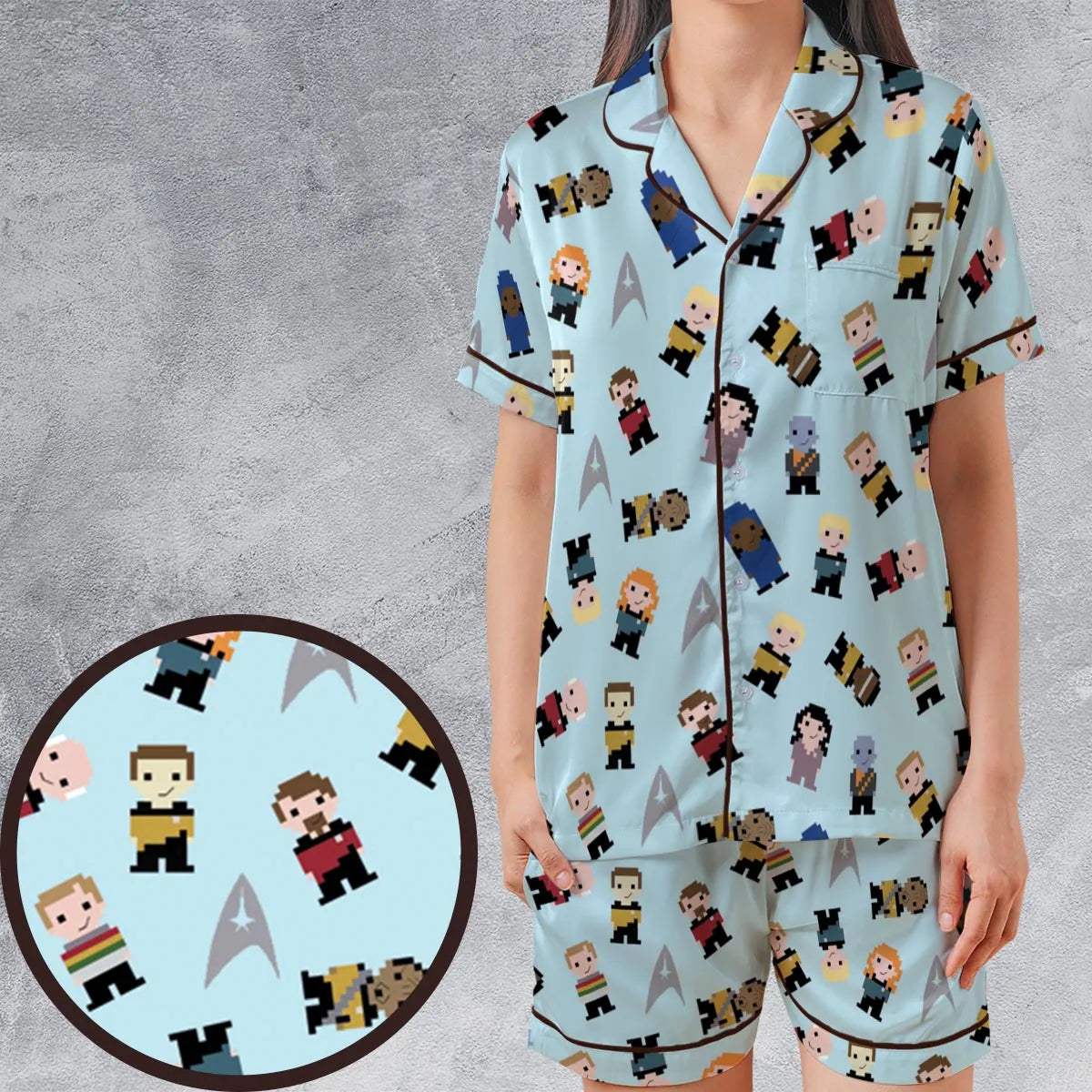Satin Short-Sleeve Pajamas Set - EV5WK3TA
