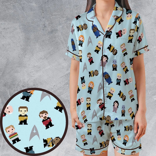 Satin Short-Sleeve Pajamas Set - EV5WK3TA