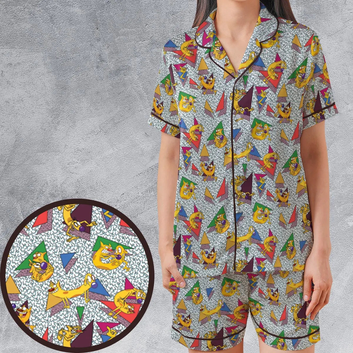 Satin Short-Sleeve Pajamas Set - BZGXLSGV
