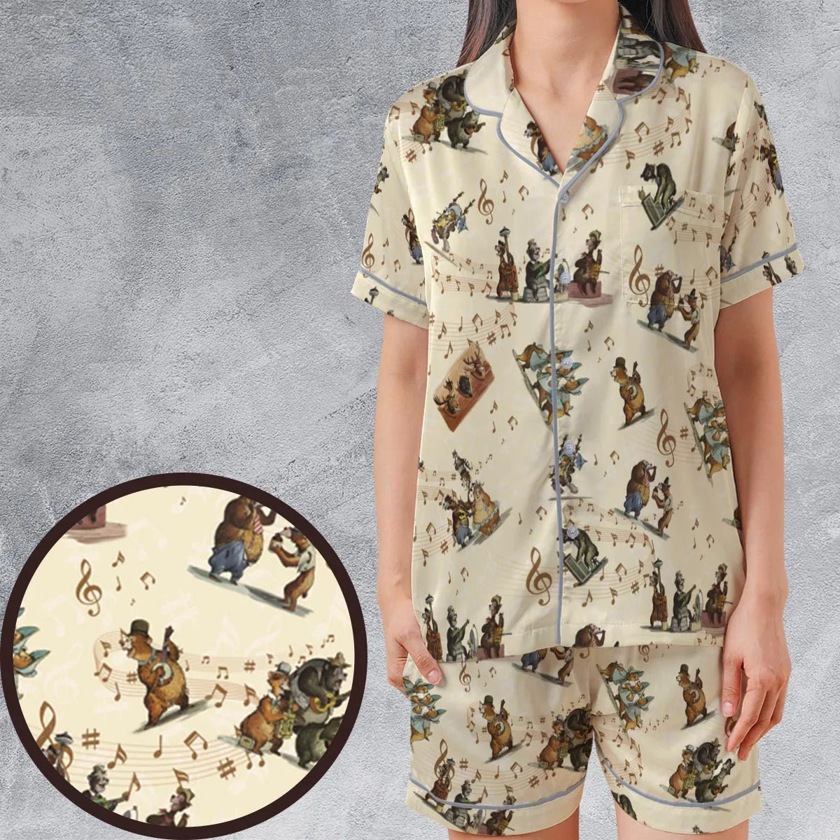 Satin Short-Sleeve Pajamas Set - X2A8W5T1