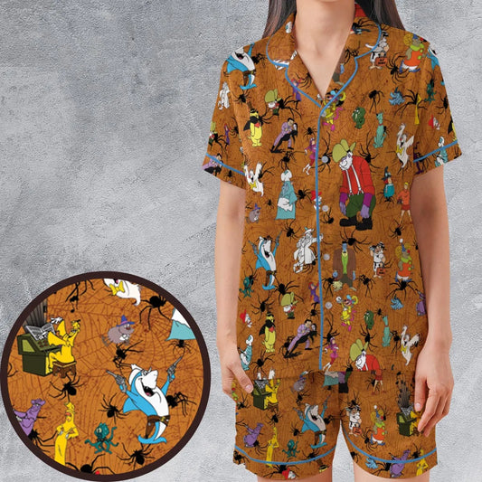 Satin Short-Sleeve Pajamas Set - AKGVXFWM