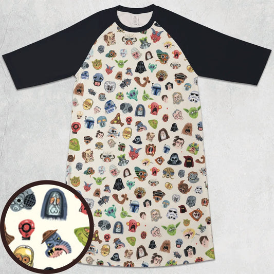 3/4 Sleeve Raglan Dress - 1FAT3PGC