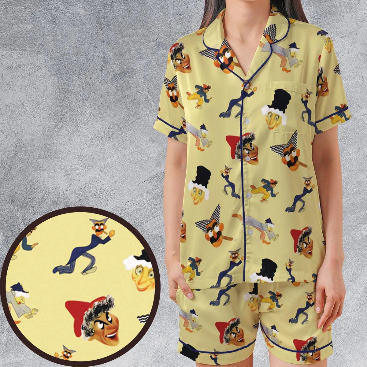 Satin Short-Sleeve Pajamas Set - 5UNY4ULR