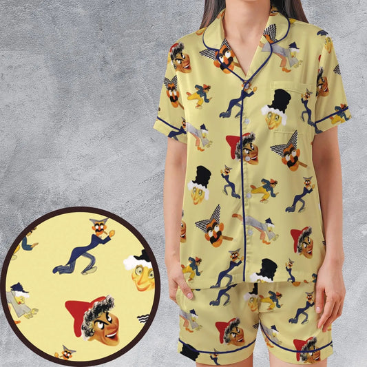 Satin Short-Sleeve Pajamas Set - 5UNY4ULR